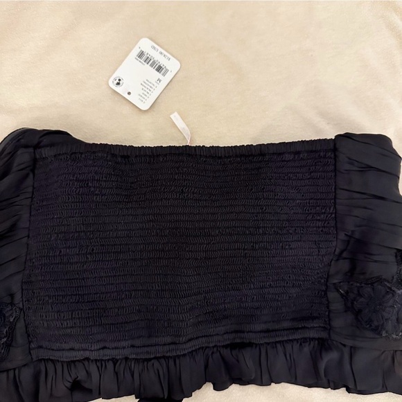 Free people Aurelia silky corset top - black lace up ribbon, floral embroidery - Picture 7 of 9